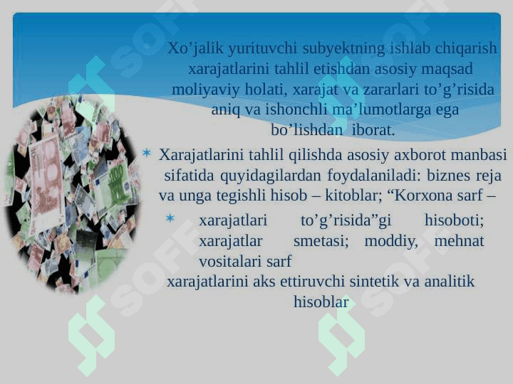 MAHSULOT ISHLAB CHIQARISH VA DAVR XARAJATLARI TAHLILI 6