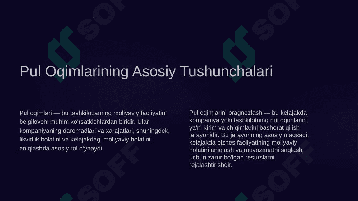 Pul oqimlarini prognozlash 2