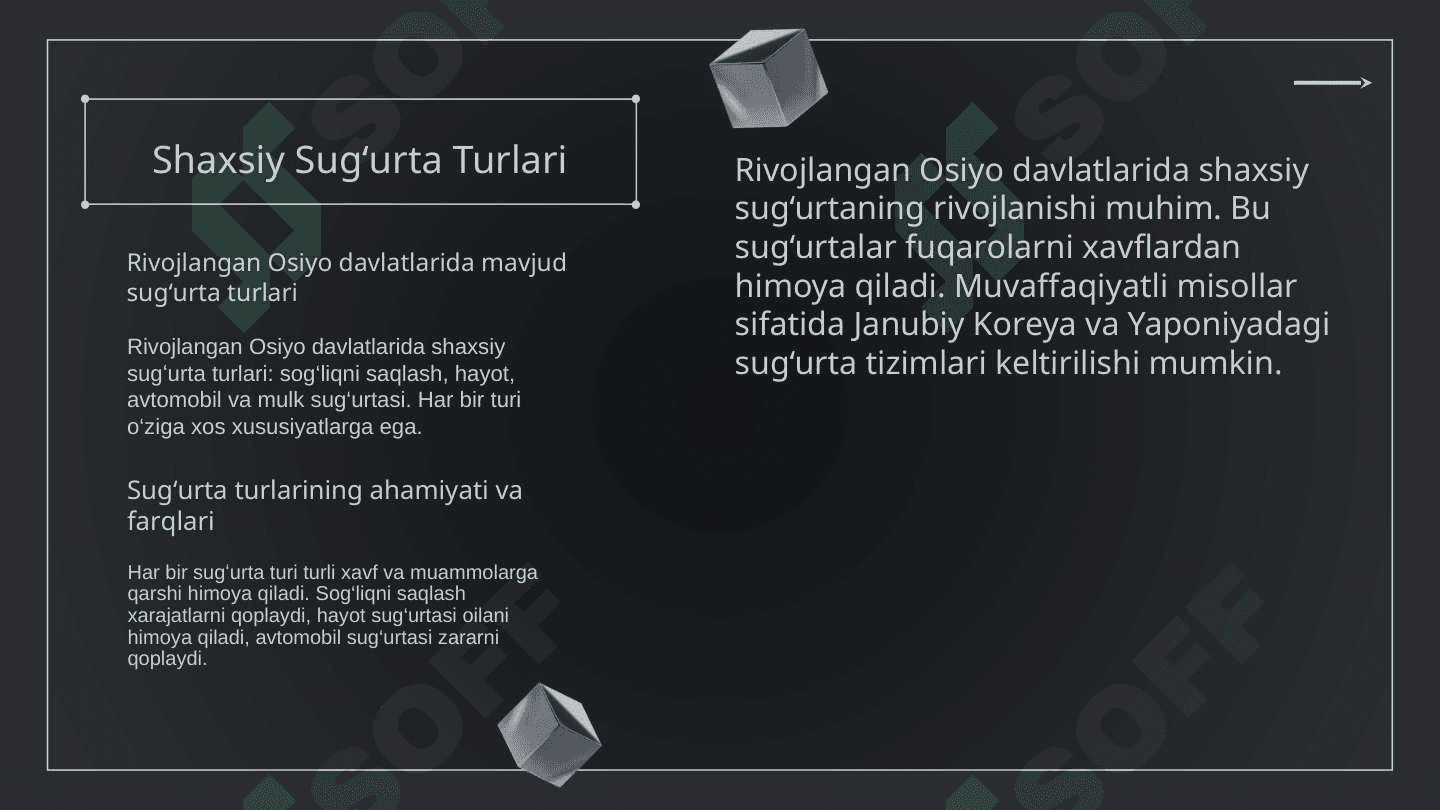 Shaxsiy sugʻurtaning rivojlangan Osiyo davlatlarda rivojlanish,shakllanish bosqichlari 4