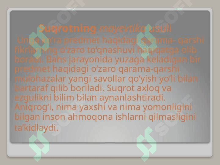Suqrot buyuk mutafakkir mavzuida tarixiy badia tayyorlash. 8