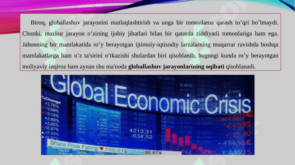 Moliyaviy inqiroz, uning sabablari namoyon bo`lish shakllari va milliy iqtisodiyotni moliyaviy sog`lomlashtirish yo`llari 4