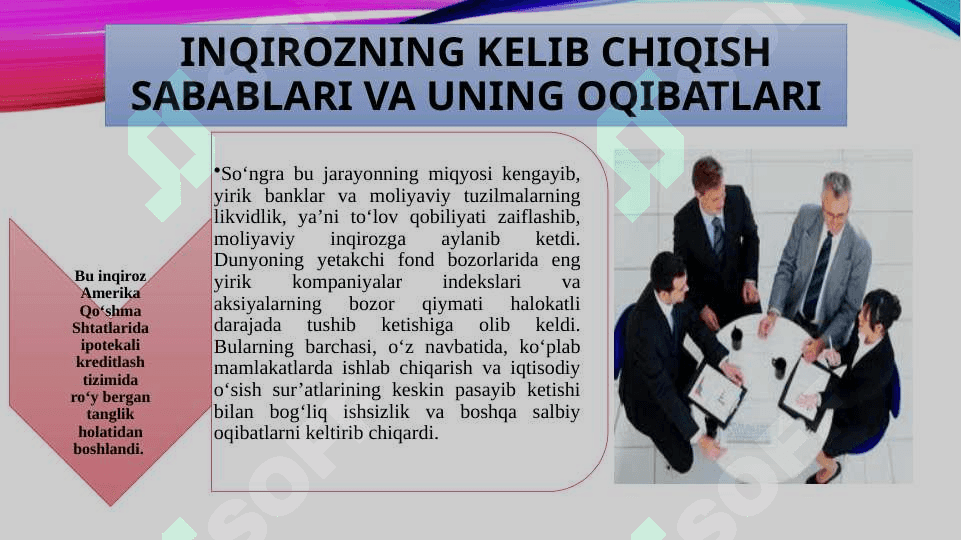 Moliyaviy inqiroz, uning sabablari namoyon bo`lish shakllari va milliy iqtisodiyotni moliyaviy sog`lomlashtirish yo`llari 5