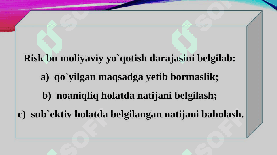 Moliyaviy risklar tasniflanishi 6