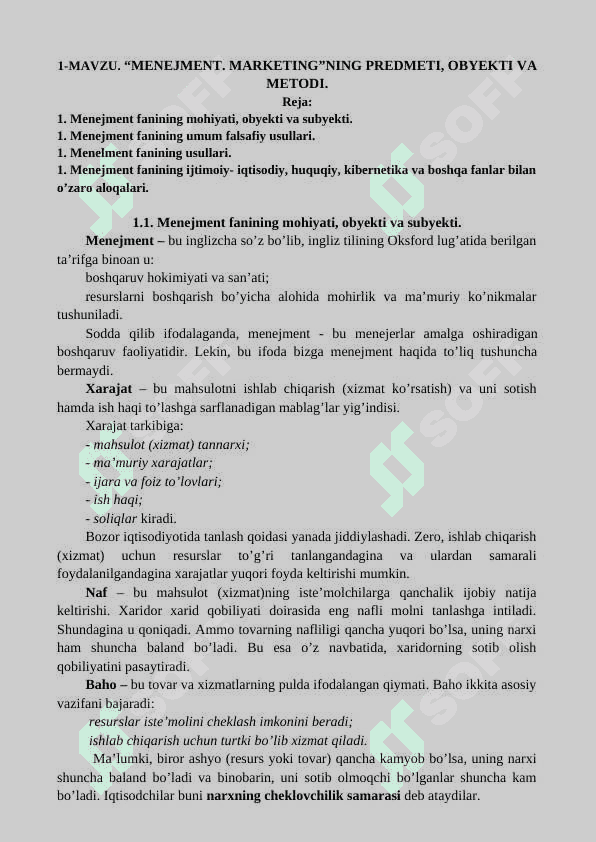 MENEJMENT. MARKETING O'quv uslubiy majmua 8