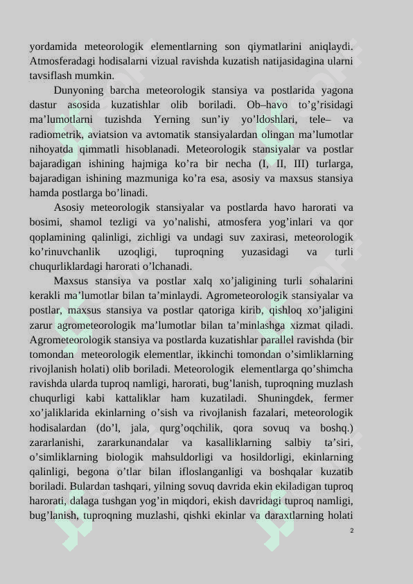 AGROMETEOROLOGIYADAN AMALIY MASHG’ULOTLAR 2