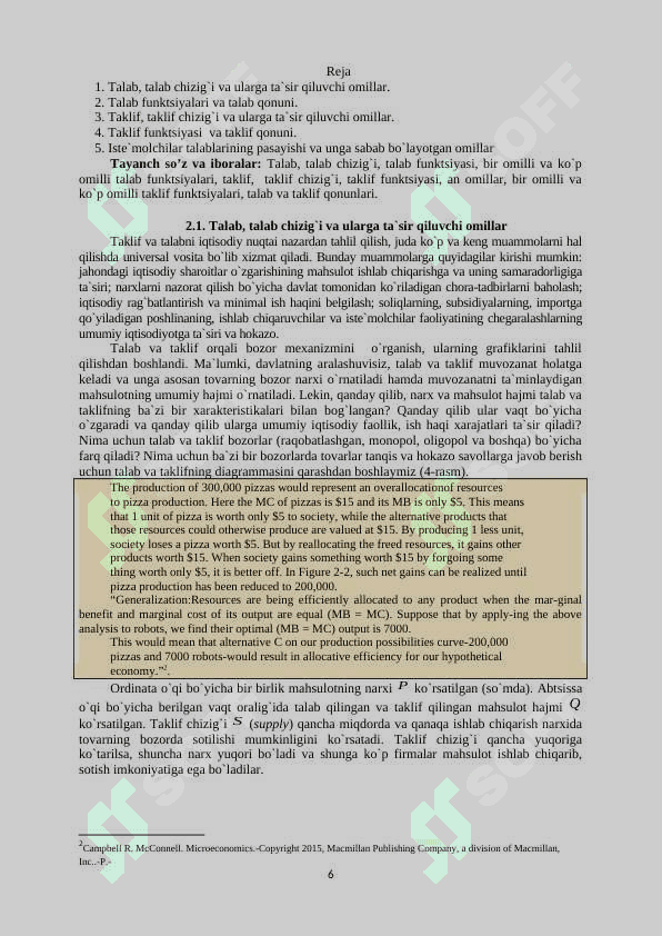 MIKROIQTISODIYOT VA MAKROIQTISODIYOT FANIDAN O'QUV USLUBIY MAJMUA 6