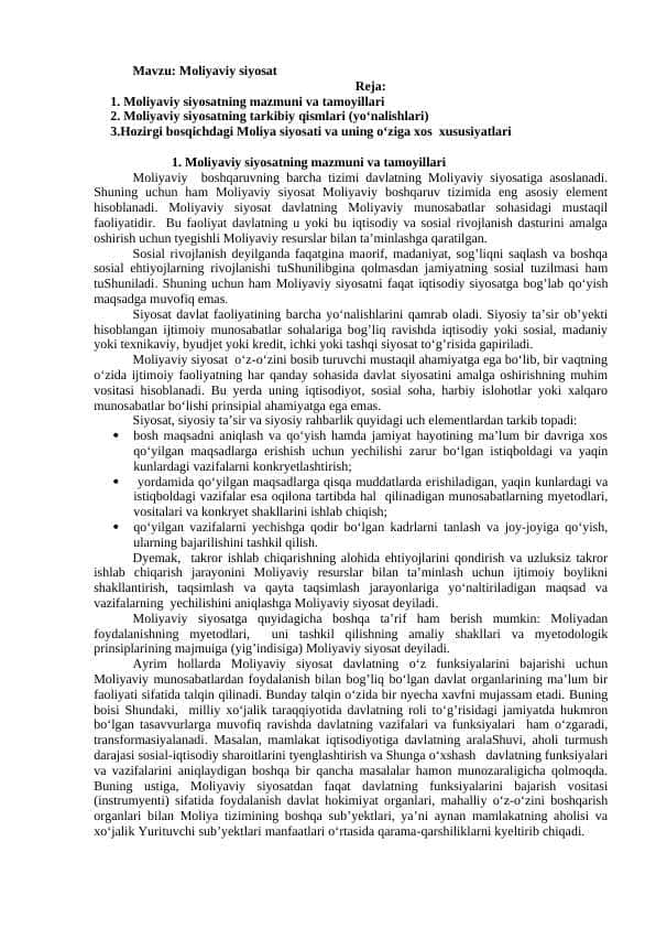Moliyaviy siyosat
