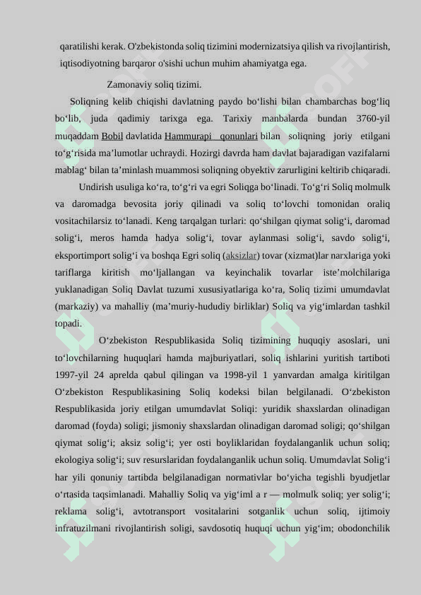 O'ZBEKISTONDA SOLIQ TIZIMI  XUSUSIYATLARI, QARAMA-QARSHILIKLAR VA ULARNI BARTARAF ETISH YO'LLARI 5