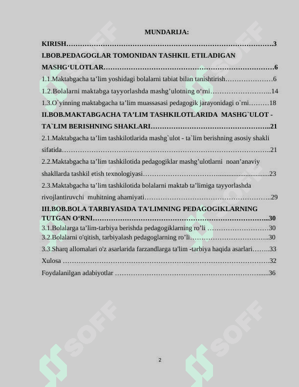 PEDAGOGLAR TOMONIDAN TASHKIL ETILADIGAN MASHGʻULOTLAR VA ULARNING BOLA TARBIYASIDA TUTGAN OʻRNI. 2