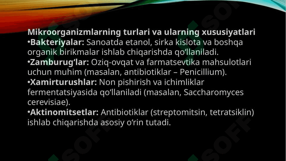 Slayd, taqdimot "Mikroorganizmlardan biotexnologik jarayonlarda foydalanish" 4