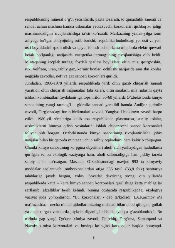 Qayta qurish yillarida O‘zbekiston 8