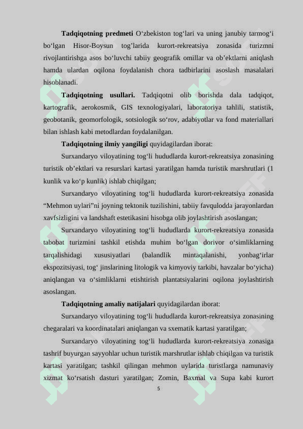 O’ZBEKISTONDA TOG’ TURIZMINING RIVOJLANISHI 5