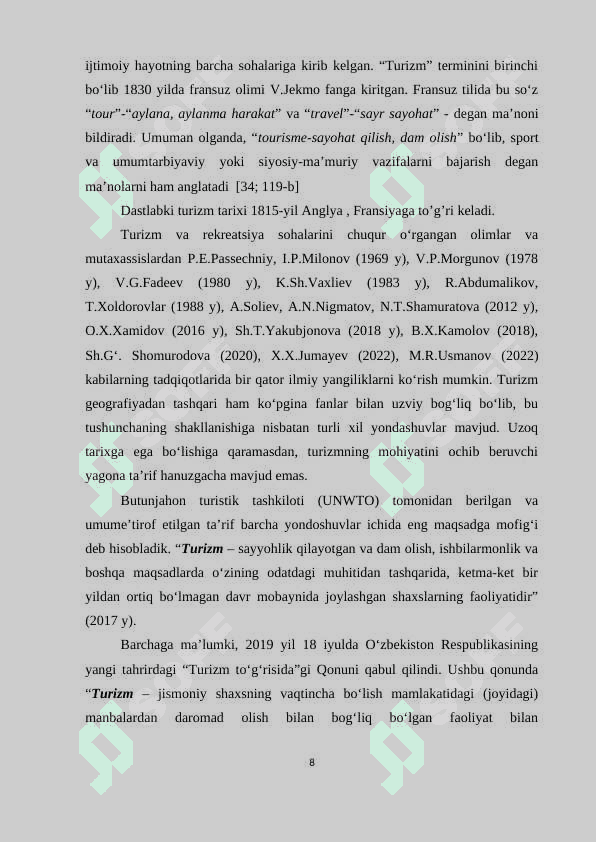O’ZBEKISTONDA TOG’ TURIZMINING RIVOJLANISHI 8