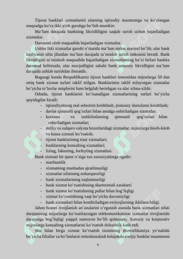 BANK XIZMATLAR BOZORINI RIVOJLANTIRISH 6