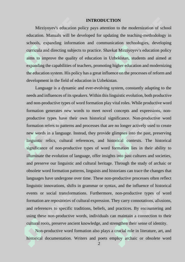 HISTORICAL SIGNIFICANCE OF NON-PRODUCTIVE TYPES OF WORD - FORMATION. 2