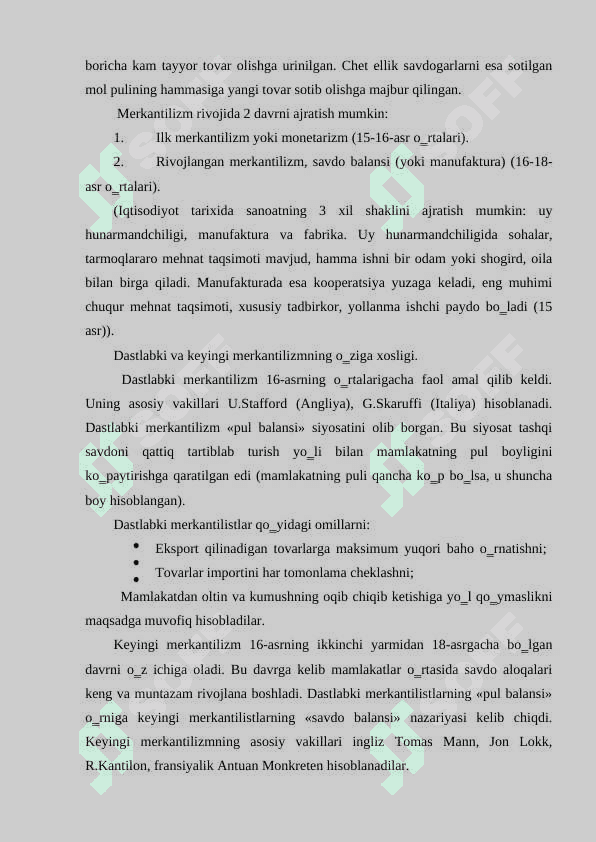 MERKANTELIZM IQTISODIY TA’LIMOTI 4