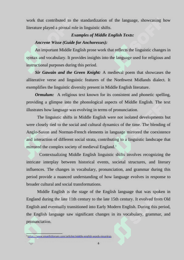 MIDDLE ENGLISH VOCABULARY 6