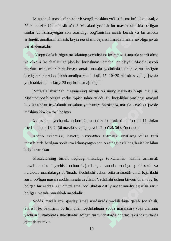 Boshlang`ich sinf o`quvchilarini masalalar echishga o`rgatish metodikasi 8