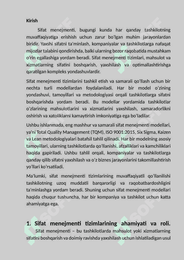 Sifat menejment modellari. 2
