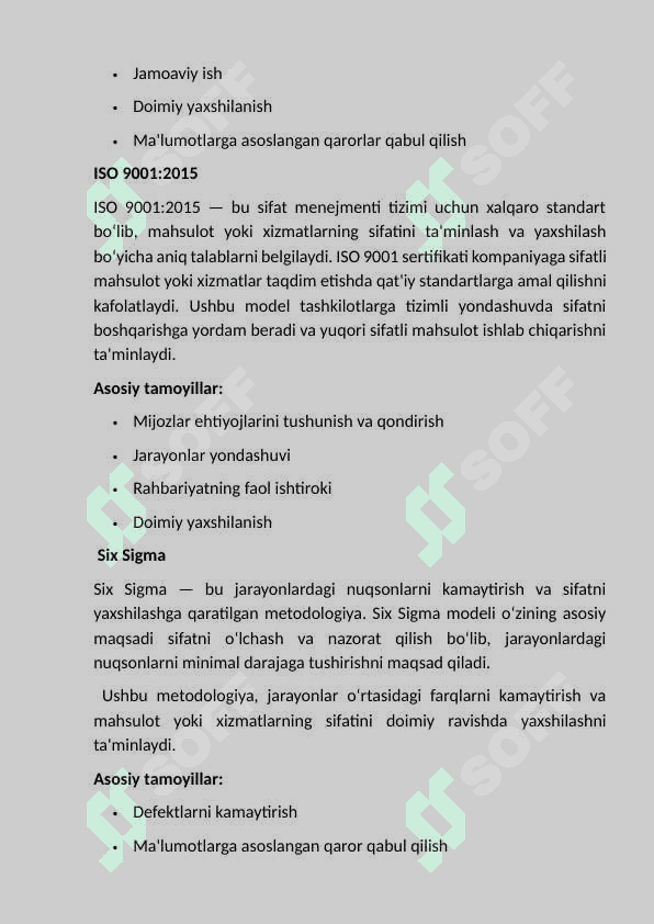 Sifat menejment modellari. 8