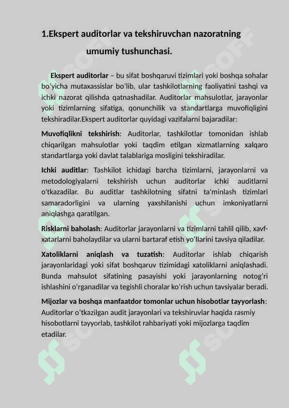 Ekspert auditorlar va tekshiruvchan nazorat. 3