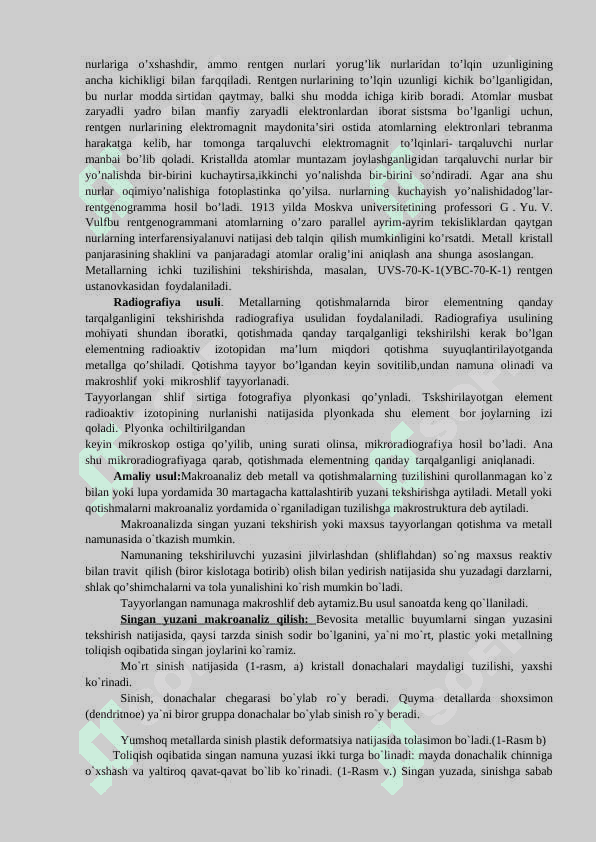 Makro va mikrotahlillar uchun shliflar tayyorlashni o‘rganish va metall va qotishmalarni makrostrukturasini o‘rganish. 3