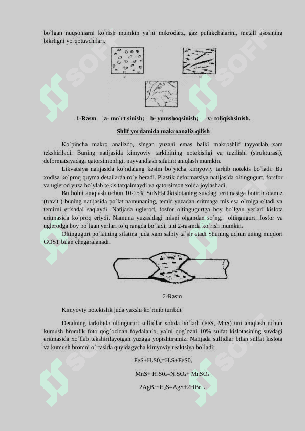 Makro va mikrotahlillar uchun shliflar tayyorlashni o‘rganish va metall va qotishmalarni makrostrukturasini o‘rganish. 4