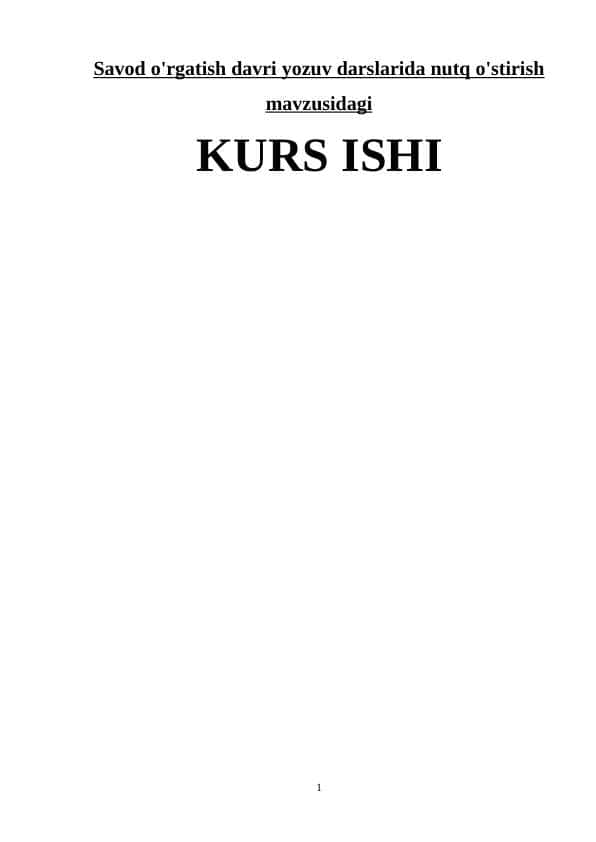 Savod o'rgatish davri yozuv darslarida nutq o'stirish