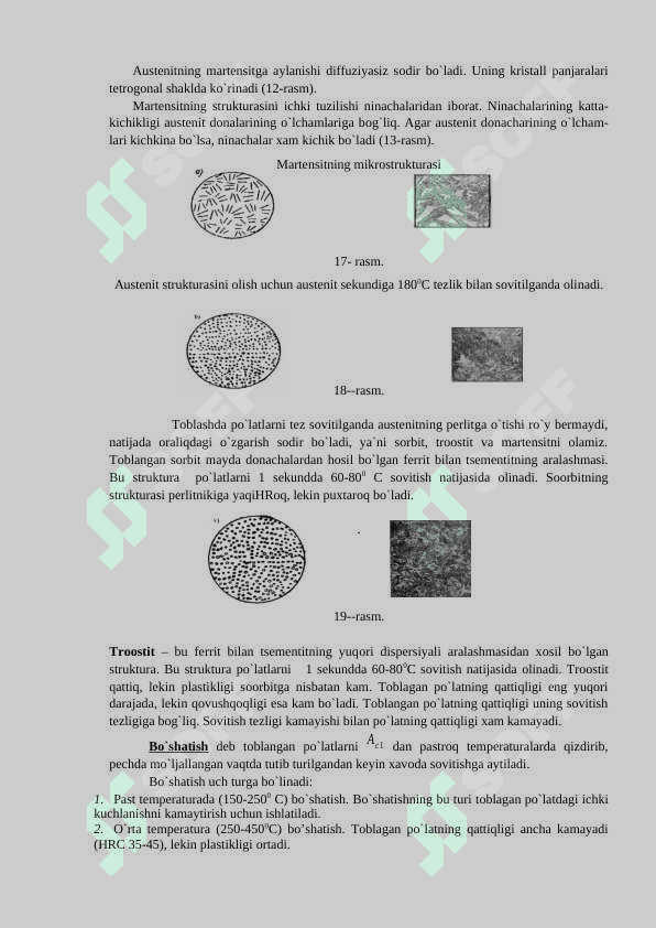 TERMIK ISHLASHNI PO‘LAT TUZILISHI VA MEXANIK XOSSALARIGA TA’SIRINI O’RGANISH 3
