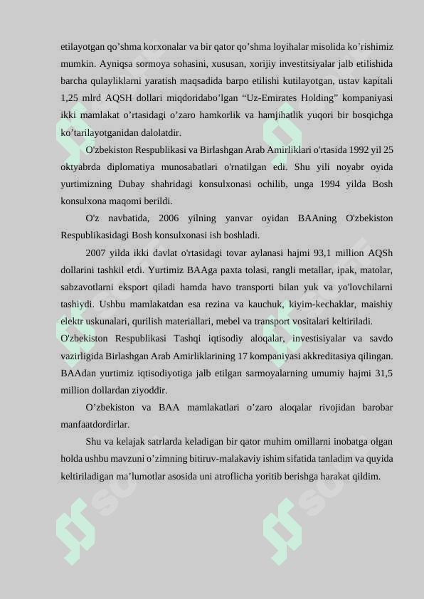 Birlashgan Arab Amirliklarining jahon iqtisodiyotidagi tutgan o’rni. 3