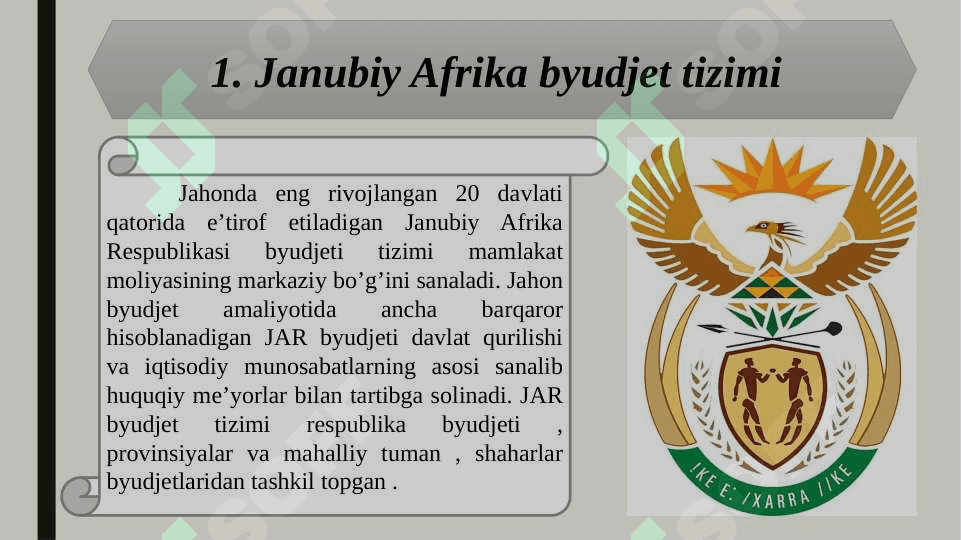 Janubiy Afrika Respublikasi Byudjet tizimi 4