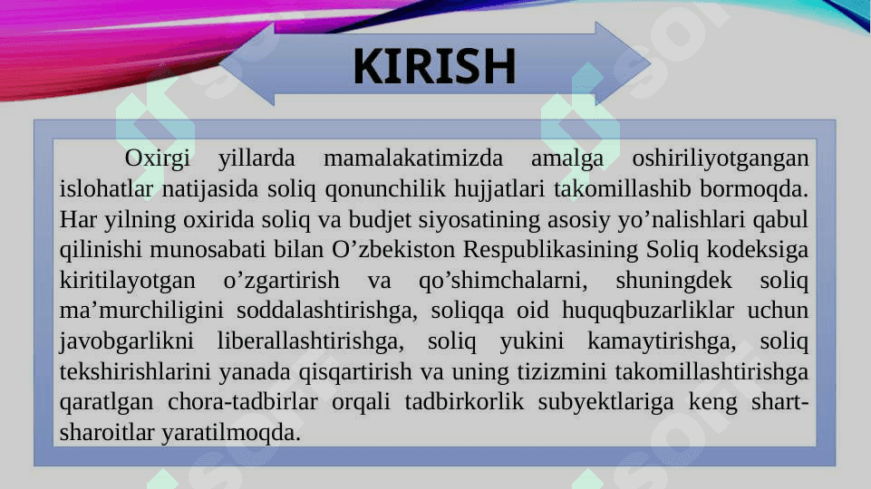 Soliq nazoratining mamlakat iqtisodiyotini rivojlantirishdagi ahamiyati 2