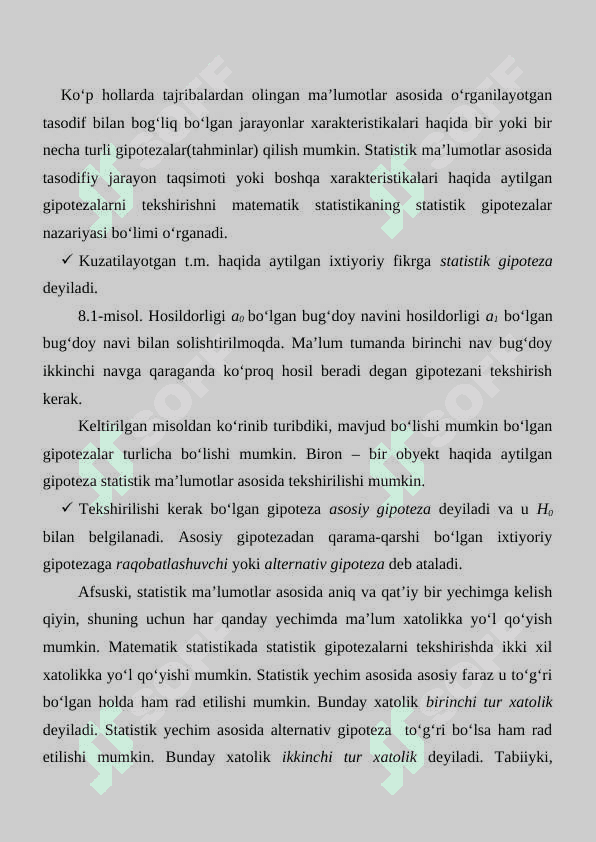 Statistik gipotezalarni tekshirish 3