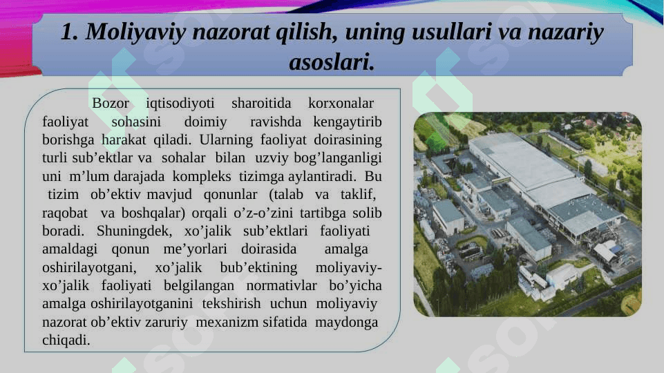 Korxonalar moliyasini nazorat qilish usllari va ularni samarali tashkil etish yo'nalishlari 4
