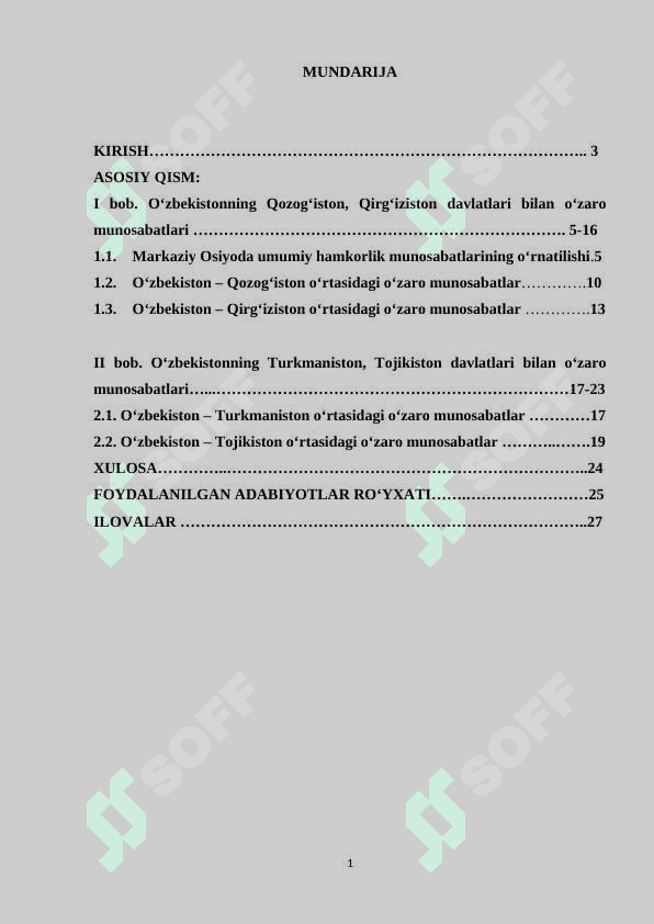 Oʻzbekistonning Markaziy Osiyo davlatlari bilan yangicha hamkorlikni amalga oshirish siyosati 2