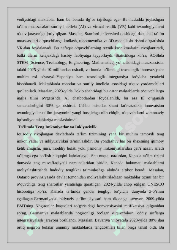 Iqtisodiy rivojlangan davlatlar ta’lim tizimi. 25 8