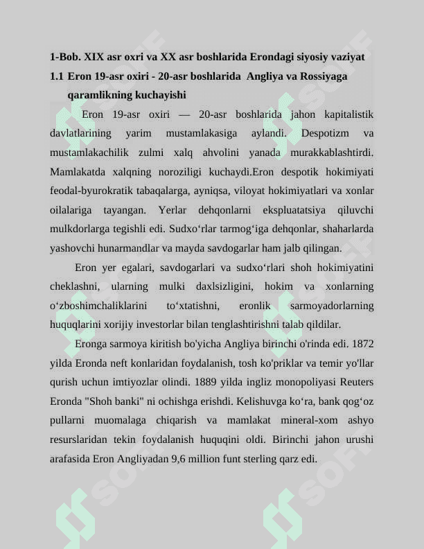 XIX asr oxri va XX asr boshlarida Erondagi siyosiy vaziyat 5