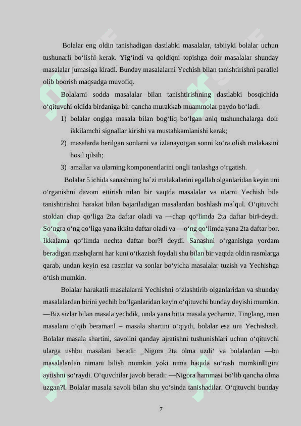 Matematika darslarida tarkibli masalalar yechish metodikasi 7