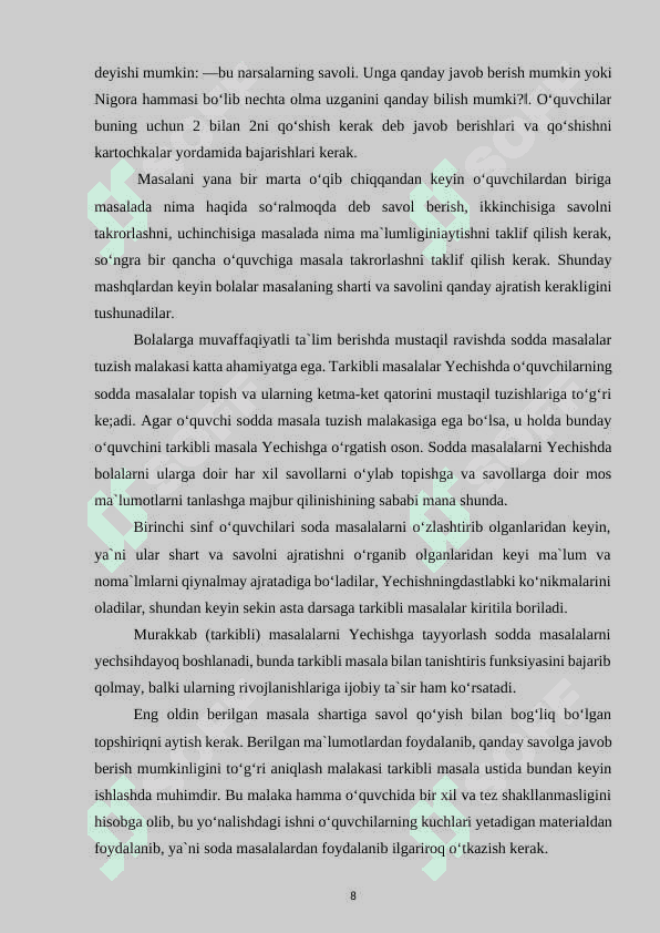Matematika darslarida tarkibli masalalar yechish metodikasi 8