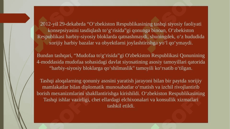 O‘zbekistonning xalqaro aloqalari va Jahon hamjamiyatidagi o‘rni 7