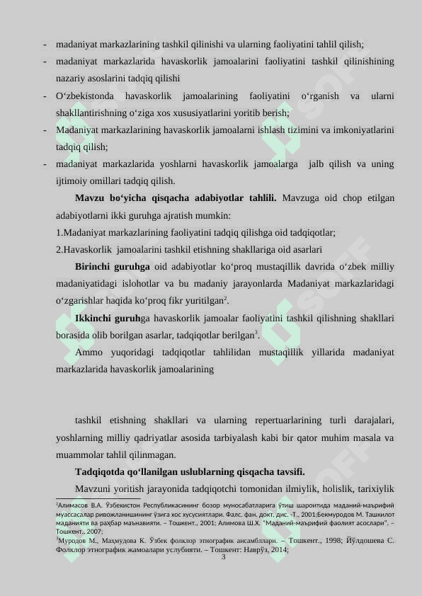 MADANIYAT MARKAZLARIDA AHOLINING DAM OLISHINI TASHKIL ETISHNING NAZARIY ASOSLARI.Yoshlar ma’naviyatini yuksaltirishda madaniyat markazlari faoliyati ahamiyatining AMALIY TAXLILI 3