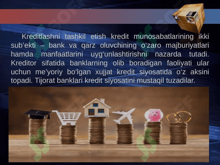 TIJORAT BANKLARINING KREDIT SIYOSATI, KREDITLASH JARAYONLARI VA UNING BOSQICHI pptx 3