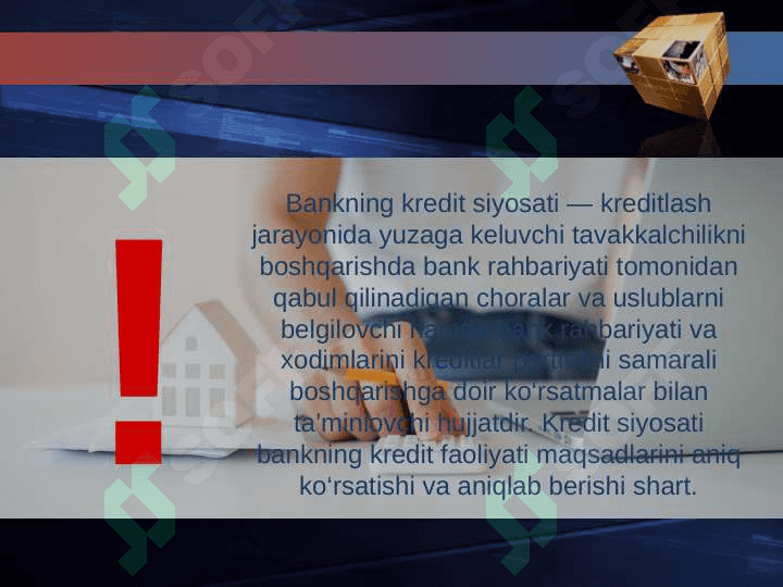 TIJORAT BANKLARINING KREDIT SIYOSATI, KREDITLASH JARAYONLARI VA UNING BOSQICHI pptx 4
