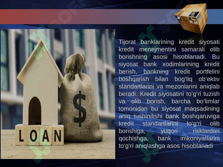 TIJORAT BANKLARINING KREDIT SIYOSATI, KREDITLASH JARAYONLARI VA UNING BOSQICHI pptx 5
