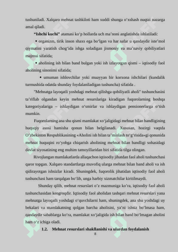 MEHNAT RESURSLARI SHAKLLANISHINING NAZARIY ASOSLARI 8