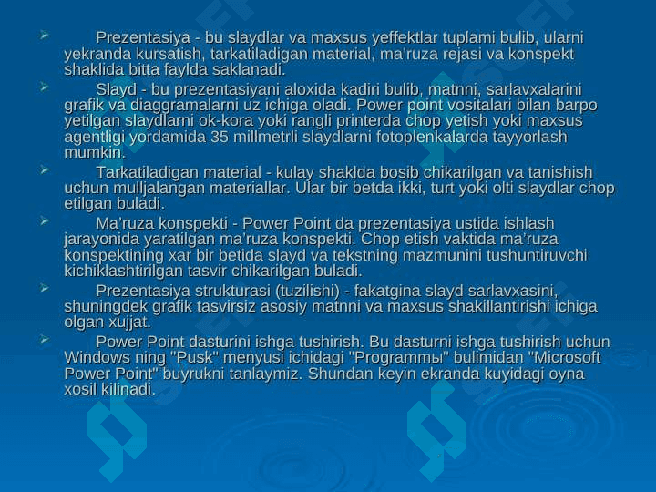 Power point dasturida ishlash 3