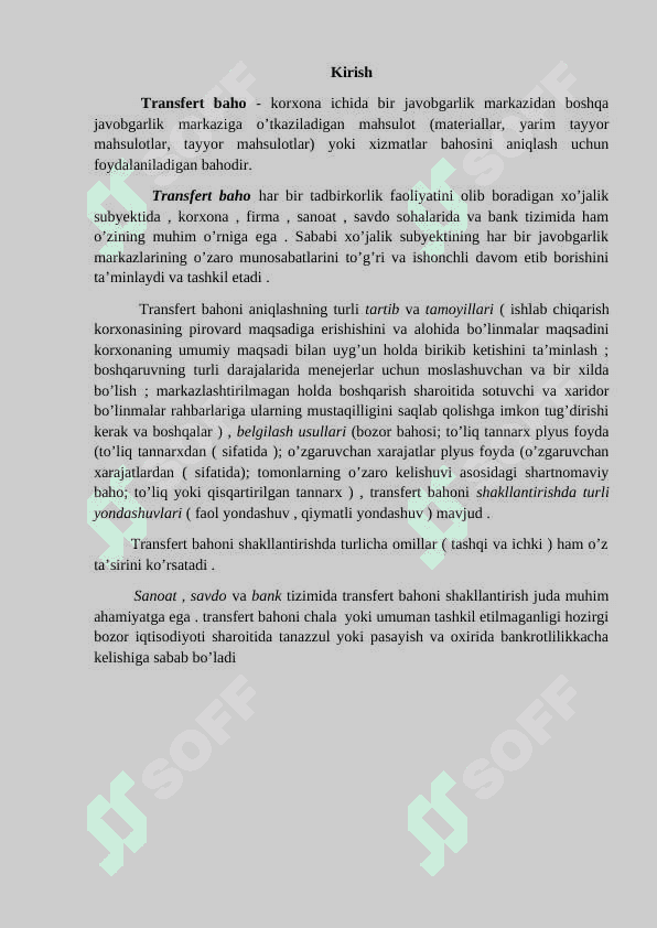 Kurs ishi: Baho siyosati 2