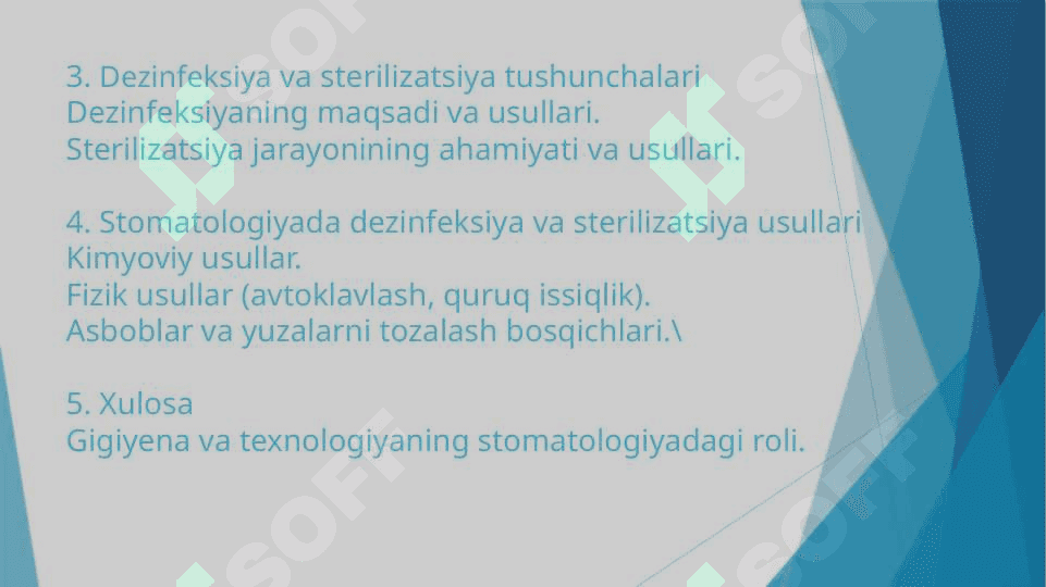 Zamonaviy Stomatologik qurilmalar tasnifi. Sterilizatsiya va dizinfeksiya 3