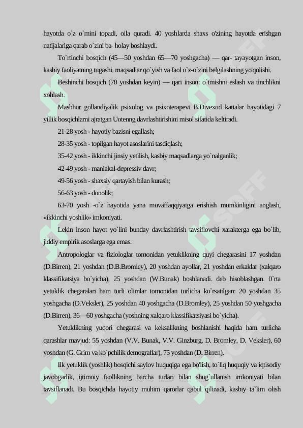 Yetuklik davri bosqichlari 3