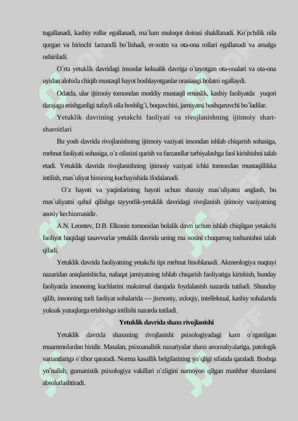 Yetuklik davri bosqichlari 4